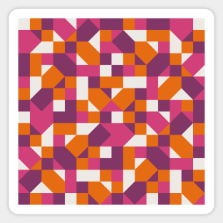 Mid Mod Crazy Squares Pink Orange Sticker